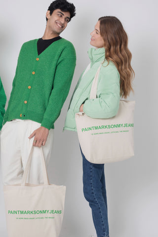 Organic Large Canvas Tote Bag Green