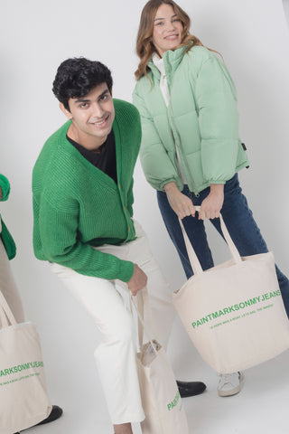 Organic Large Canvas Tote Bag Green