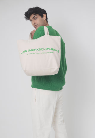 Organic Large Canvas Tote Bag Green