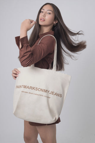 Organic Large Canvas Tote Bag Brown