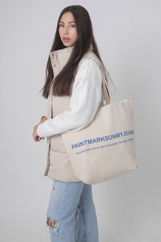 Organic Large Canvas Tote Bag Blue