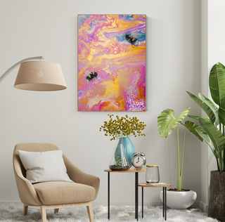 "Hearts Of Gold Pink Edition" Full Premium Limited Edition Hand Embellished Canvas Print