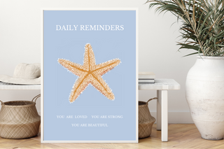 "Daily Reminders Starfish" Blue Digital Print